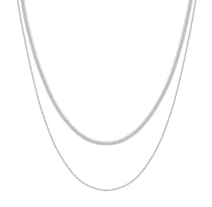 Delicate Layered Necklace Snake Chain Silver