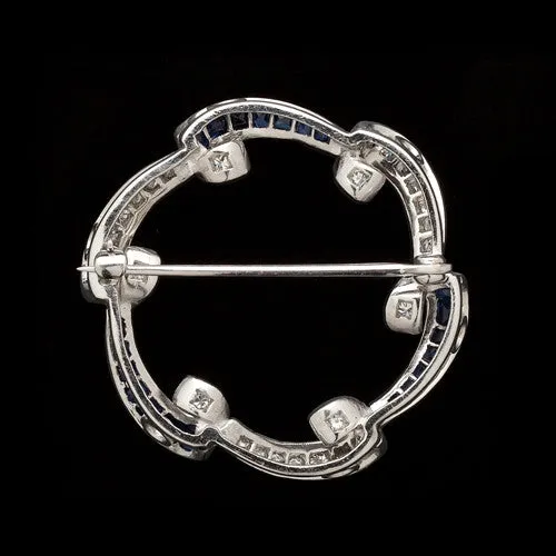 Diamond & Sapphire Round Brooch, circa 1950s