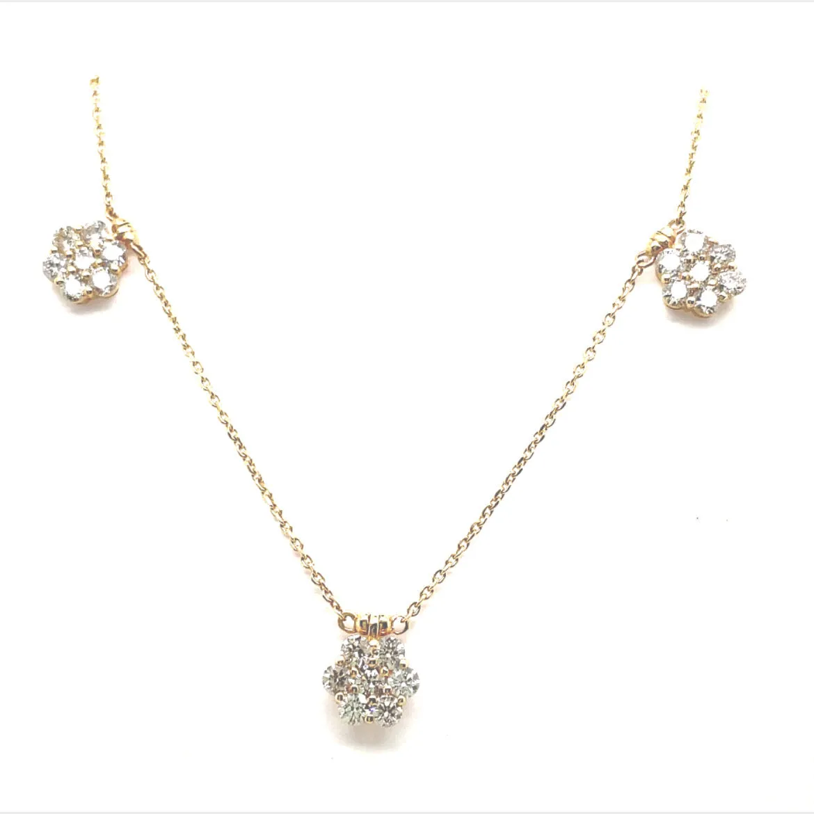 Diamond Flower Station Necklace