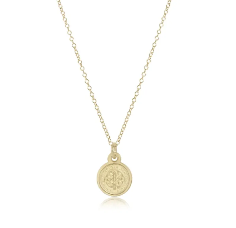 E Newton 16" Necklace Gold Blessing Small Gold Disc