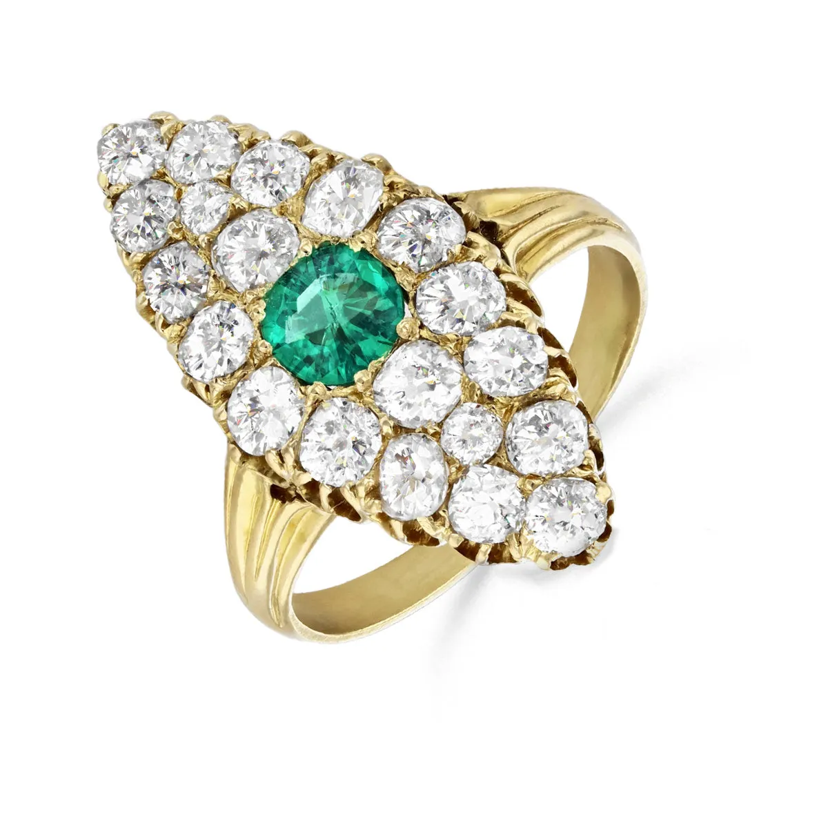 Early 20th Century Diamond & Emerald Ring | Pre-Loved | 18K Yellow Gold