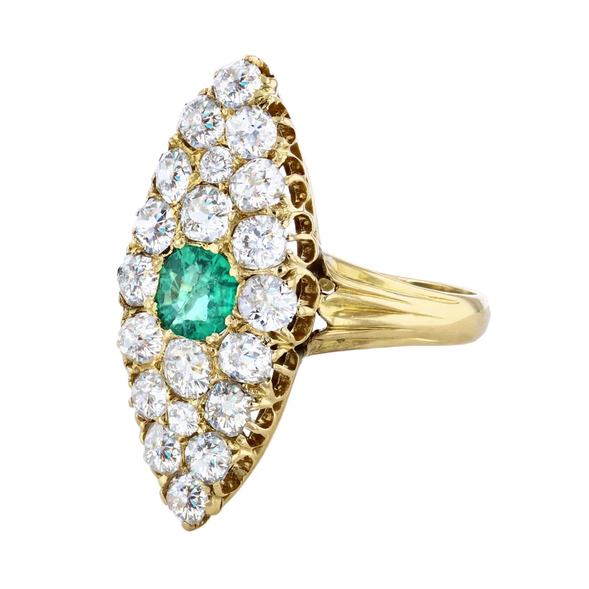 Early 20th Century Diamond & Emerald Ring | Pre-Loved | 18K Yellow Gold