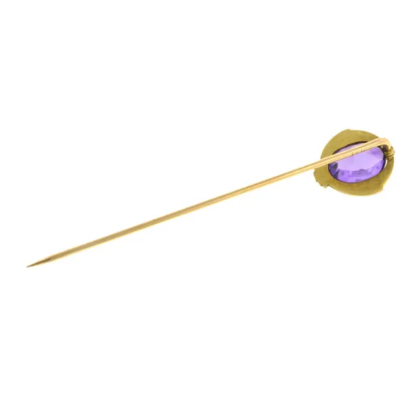 Edwardian Buff Topped Amethyst Stick Pin