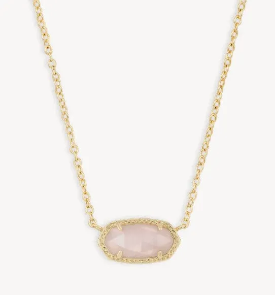 ELISA ROSE GOLD ROSE QUARTZ NECKLACE