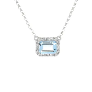 Eliza 14K White Gold Emerald-Cut Aquamarine Pendant