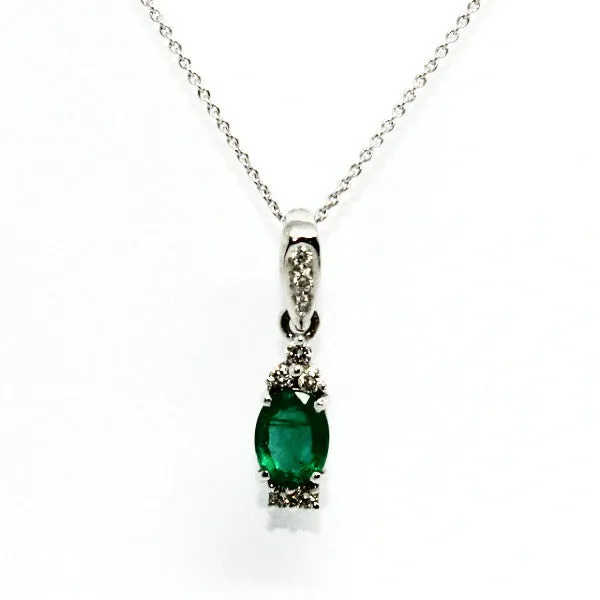 Emerald & Double Diamond Station Pendant Ad No.0613