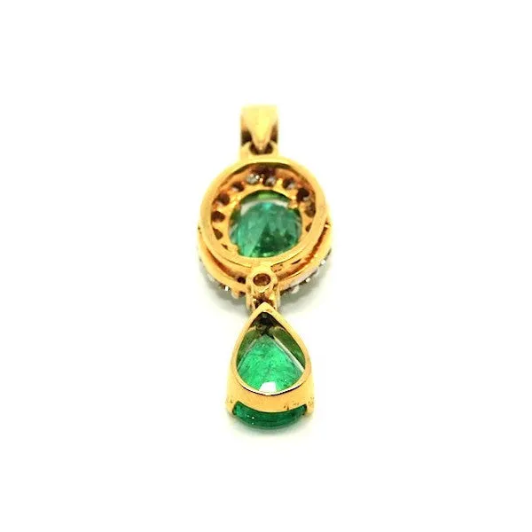 Emerald And Diamond Double Drop Pendant Ad No.0875