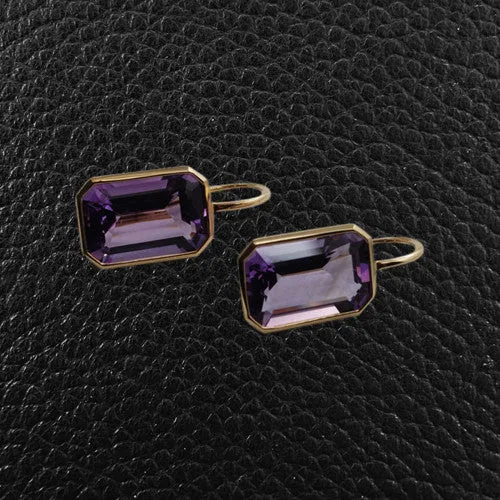 Emerald cut Amethyst Earrings