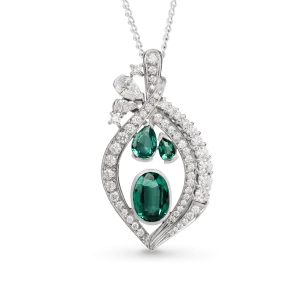 Emerald Isle. Emerald Pendant in 18ct White Gold and Diamond