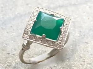 Emerald Square Ring - Princess Cut Ring - Vintage Emerald Ring