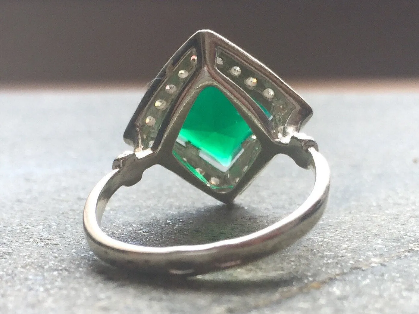 Emerald Square Ring - Princess Cut Ring - Vintage Emerald Ring