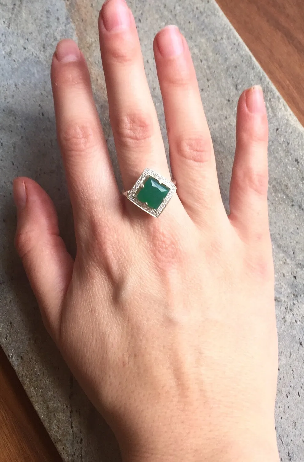 Emerald Square Ring - Princess Cut Ring - Vintage Emerald Ring