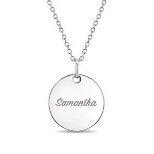 Engraved Medal Women's Pendant/Necklace - Sterling Silver