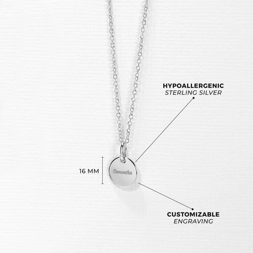 Engraved Medal Women's Pendant/Necklace - Sterling Silver