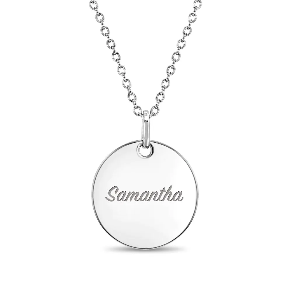 Engraved Medal Women's Pendant/Necklace - Sterling Silver