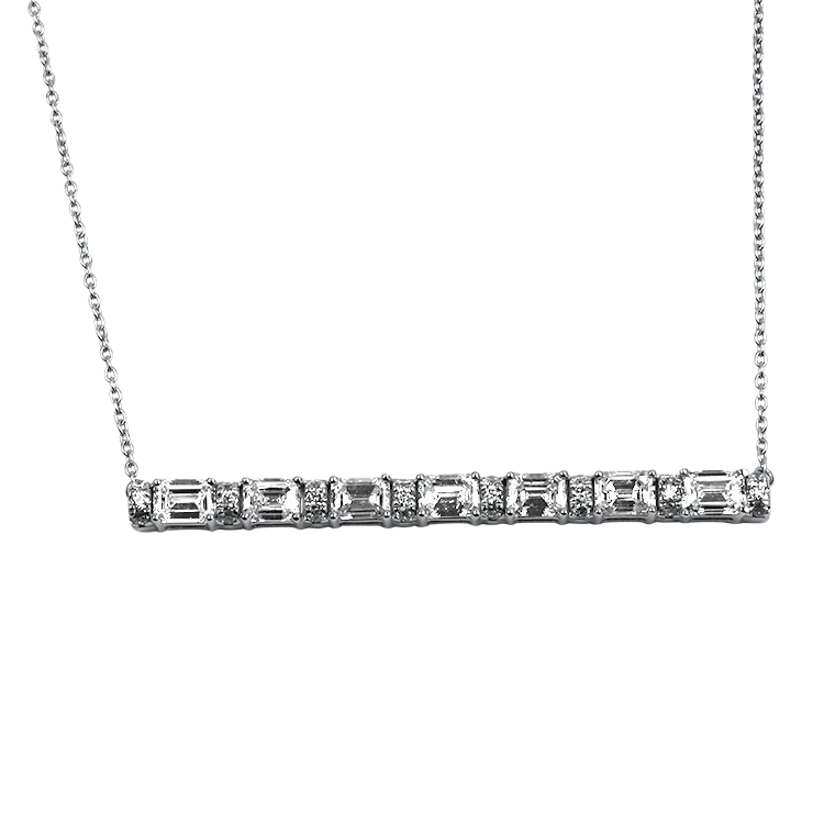 Estate 14K White Gold Diamond Bar Necklace