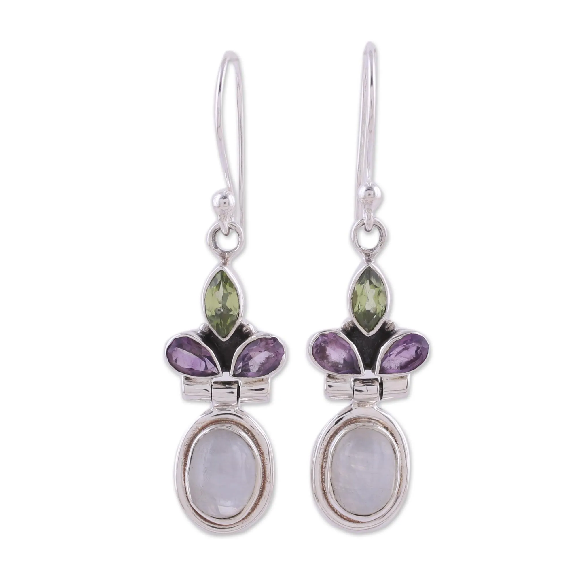 Eternal Charisma Multi-Gem Silver Dangle Earrings