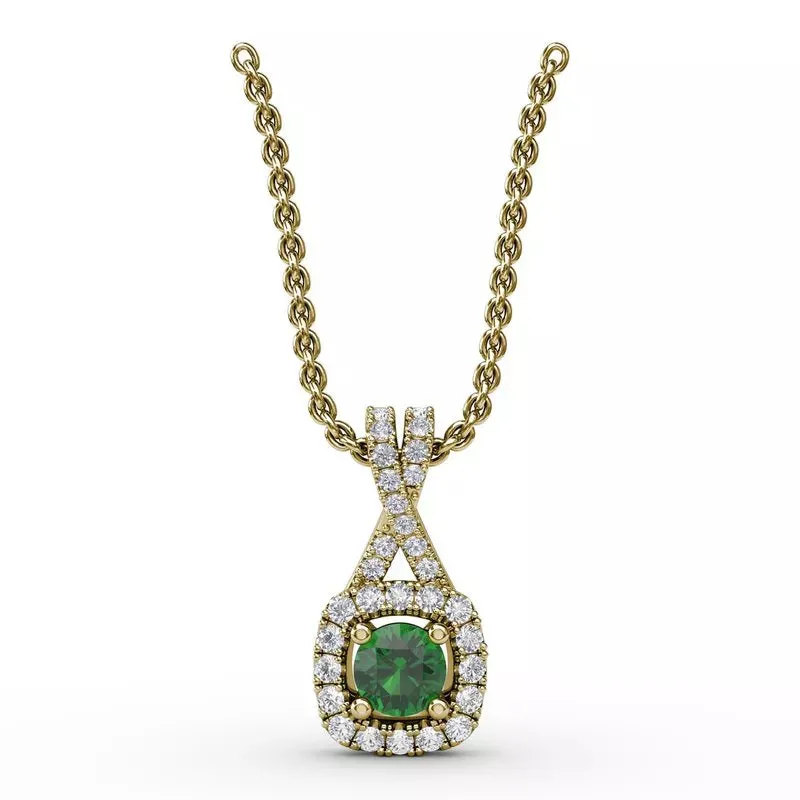 Fana Halo Emerald and Diamond Pendant 1631