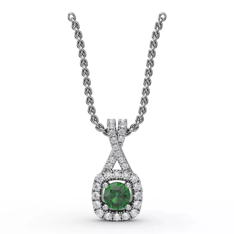 Fana Halo Emerald and Diamond Pendant 1631