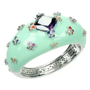 Farfalla Allegra - Green Enamel with Amethyst CZ Bangle