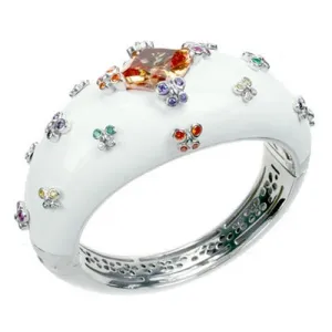 Farfalla Allegra - White Enamel with Champagne CZ Bangle