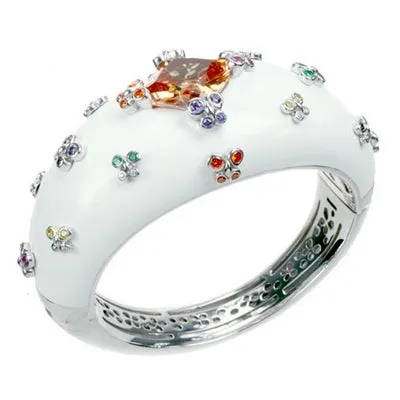 Farfalla Allegra - White Enamel with Champagne CZ Bangle