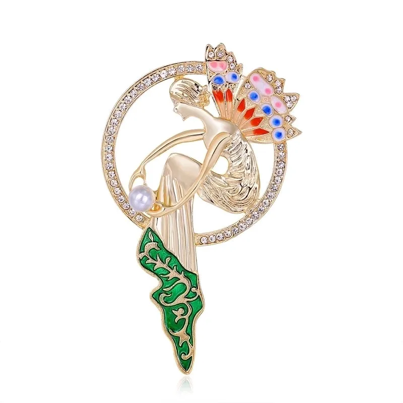 Fashion Human Alloy Inlay Rhinestones Pearl Brooches