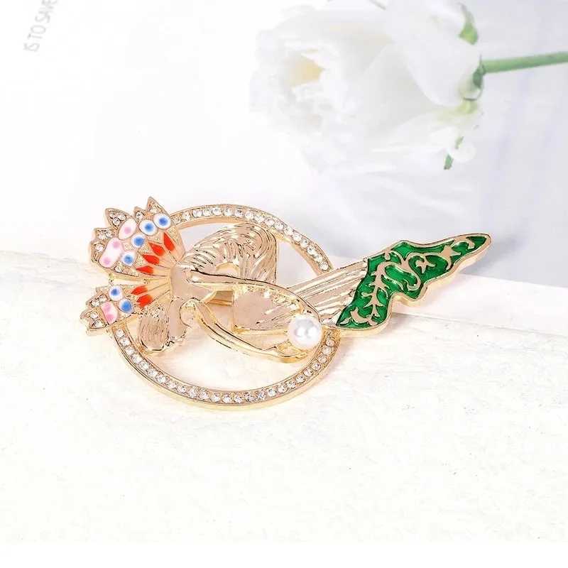 Fashion Human Alloy Inlay Rhinestones Pearl Brooches