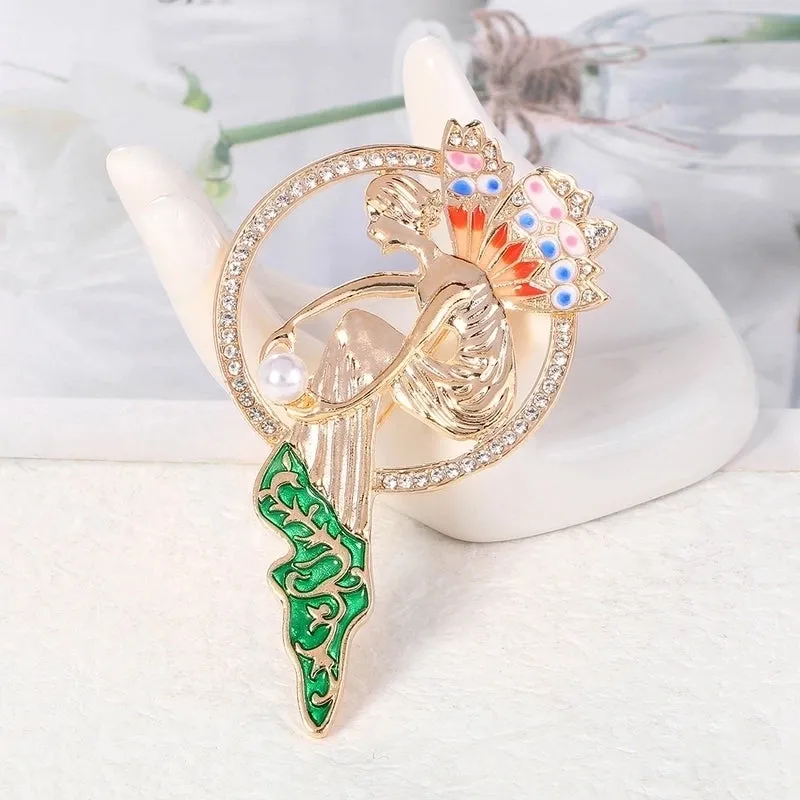 Fashion Human Alloy Inlay Rhinestones Pearl Brooches