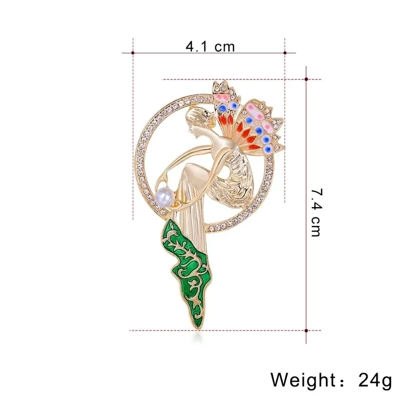 Fashion Human Alloy Inlay Rhinestones Pearl Brooches