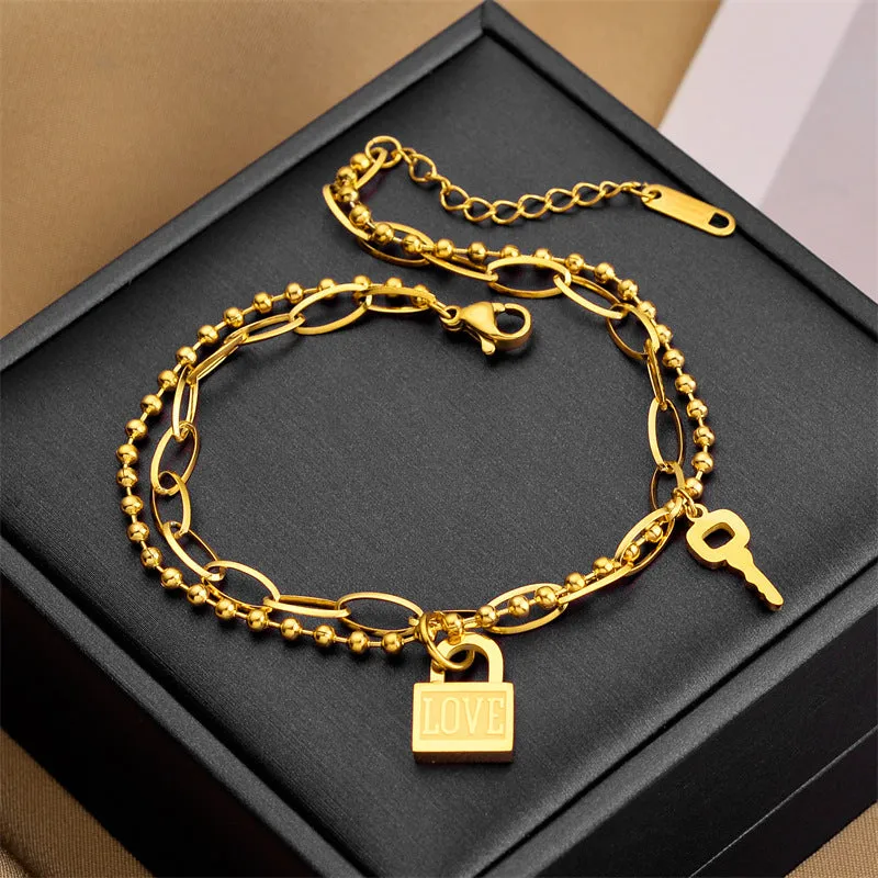 Fashion Simple Heart Lock Design Bracelet