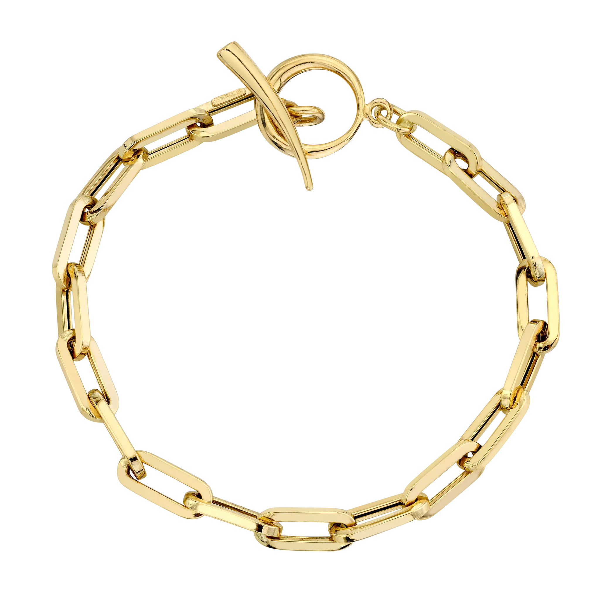 Fine Rectangular Link Chain Bracelet with Tusk Clasp