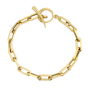 Fine Rectangular Link Chain Bracelet with Tusk Clasp