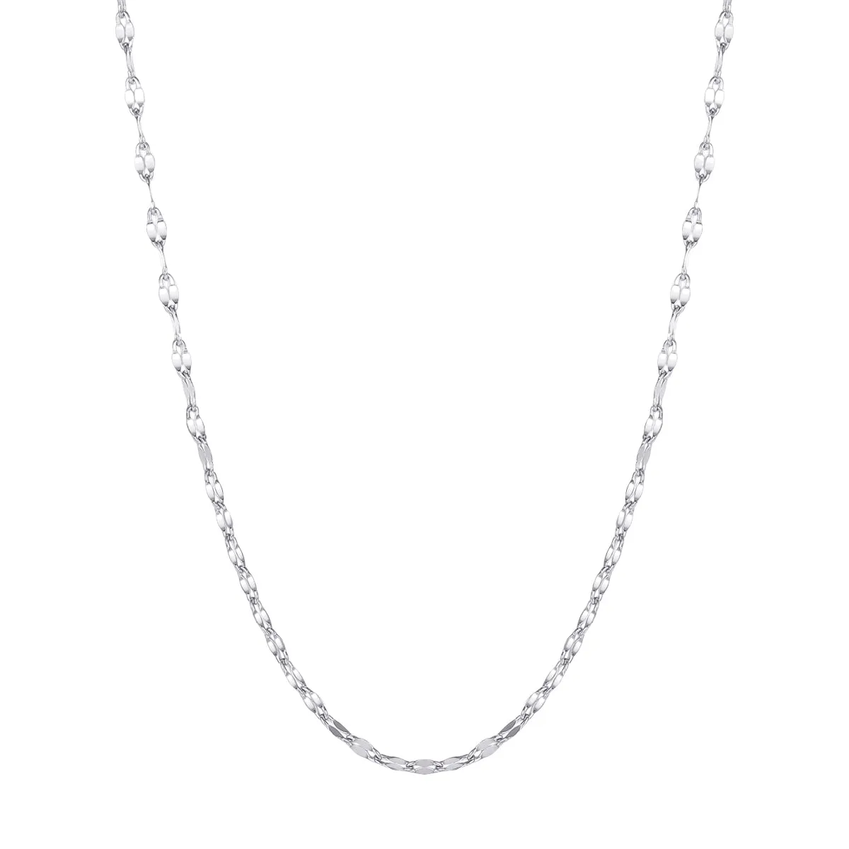 Flattened Rolo Chain Necklace Silver