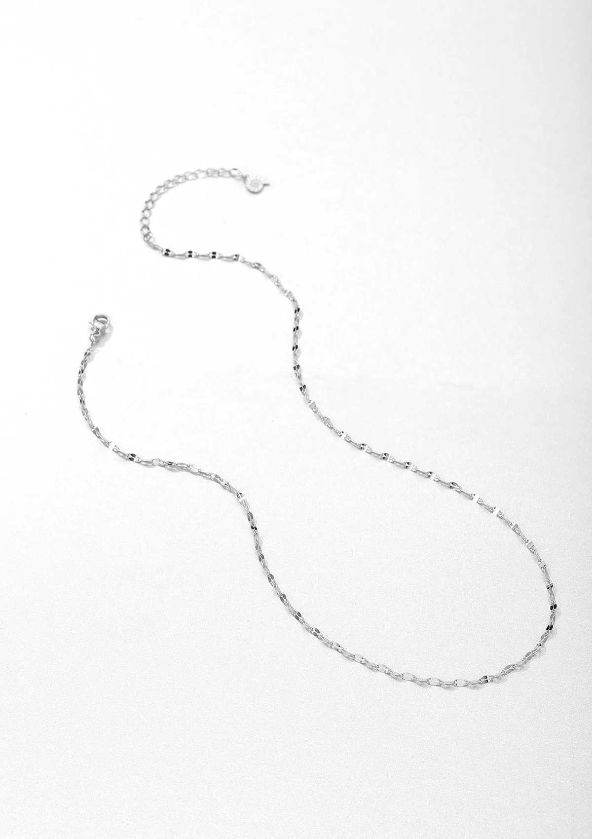 Flattened Rolo Chain Necklace Silver