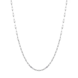 Flattened Rolo Chain Necklace Silver