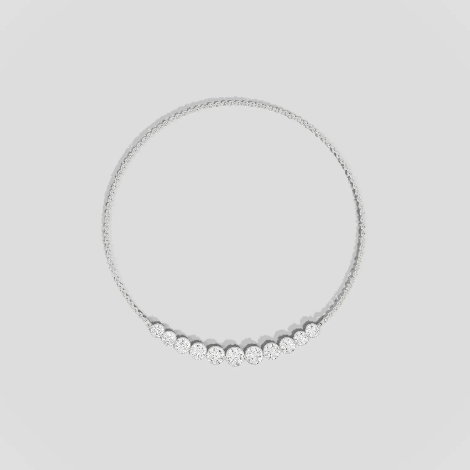 Floating Lab Grown Diamonds Riviera Necklace-Round