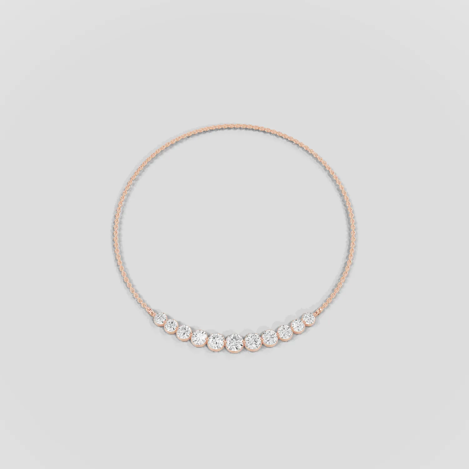 Floating Lab Grown Diamonds Riviera Necklace-Round