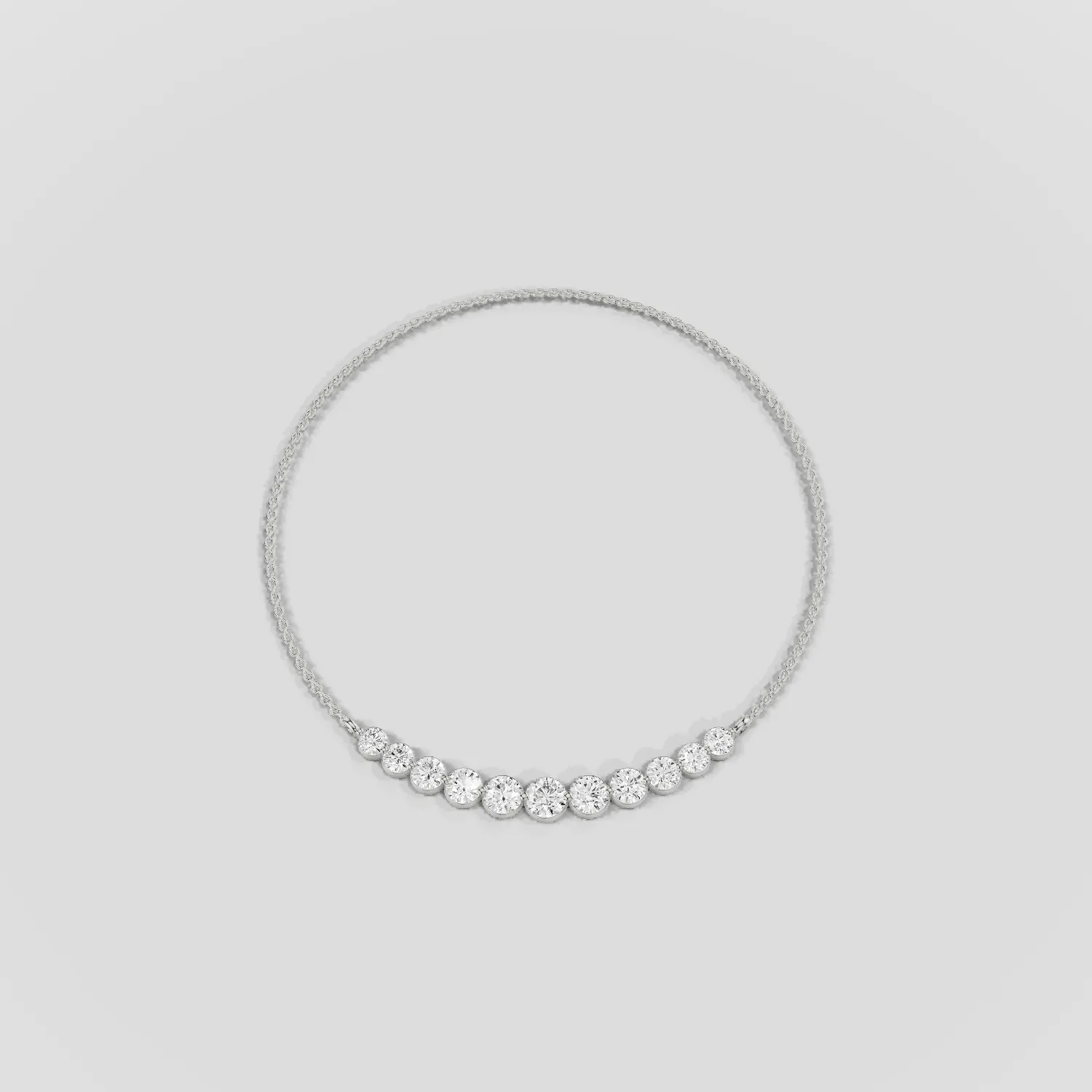 Floating Lab Grown Diamonds Riviera Necklace-Round