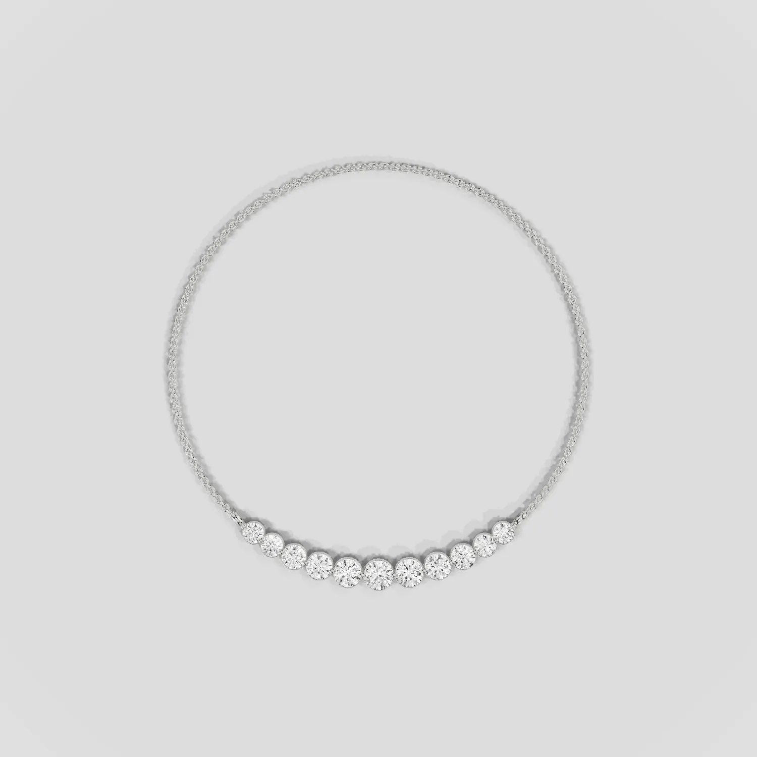 Floating Lab Grown Diamonds Riviera Necklace-Round