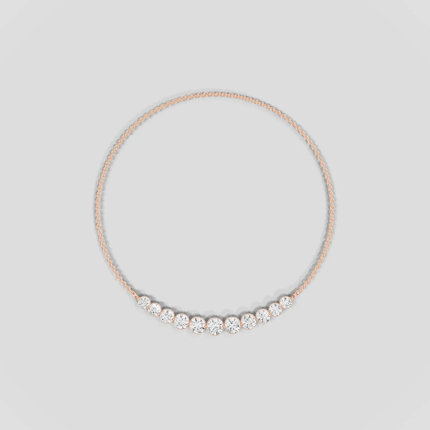 Floating Lab Grown Diamonds Riviera Necklace-Round