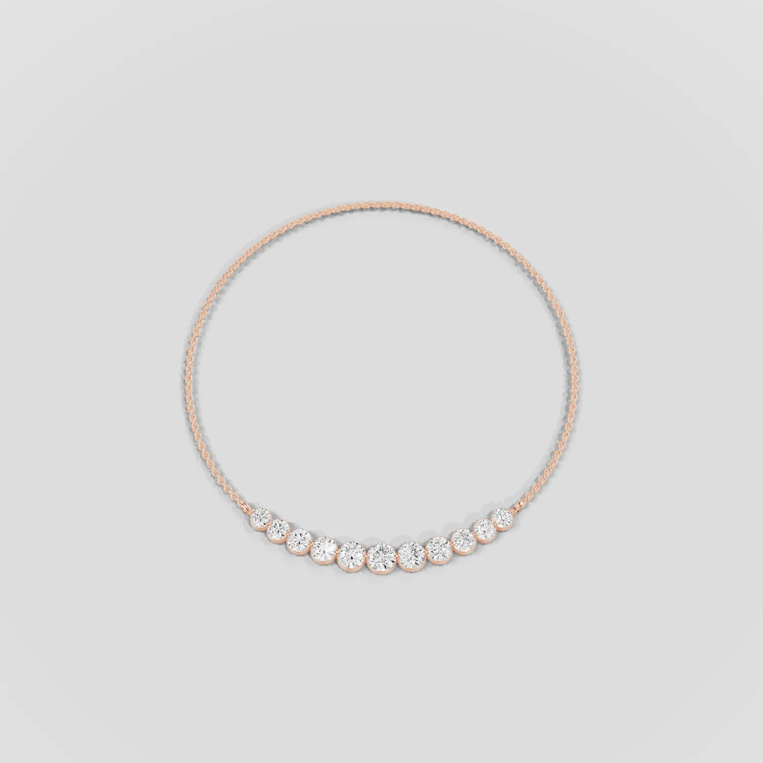 Floating Lab Grown Diamonds Riviera Necklace-Round