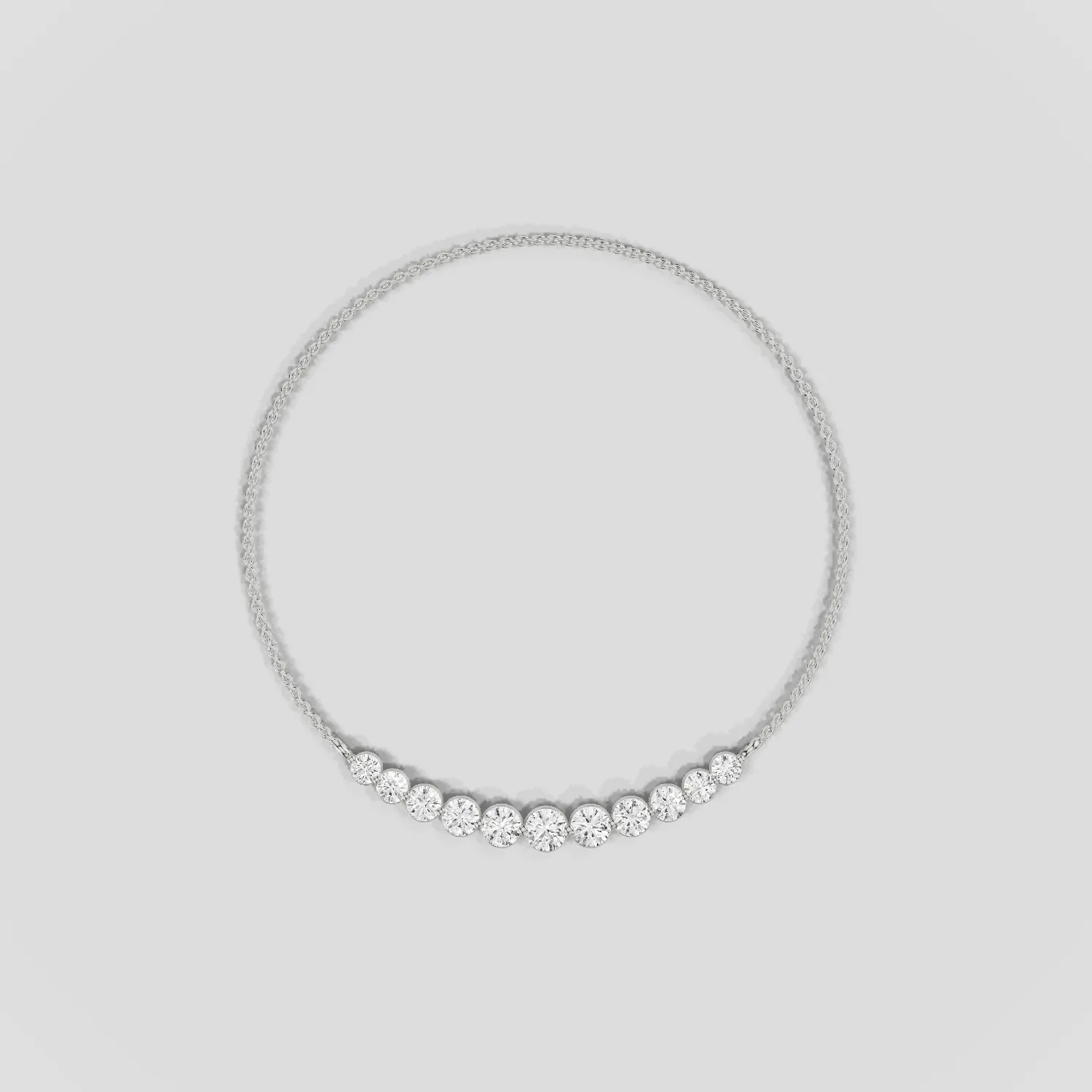 Floating Lab Grown Diamonds Riviera Necklace-Round