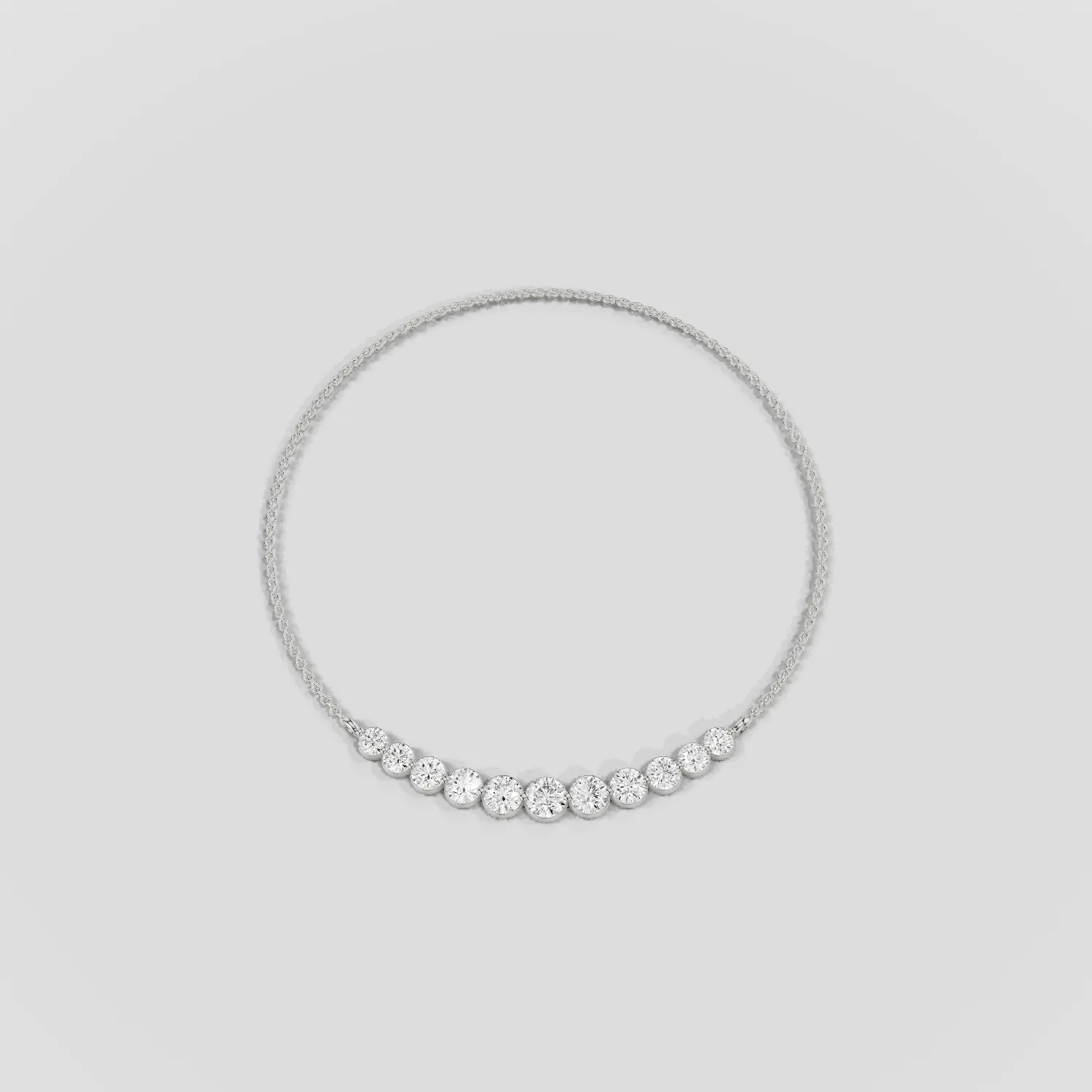 Floating Lab Grown Diamonds Riviera Necklace-Round