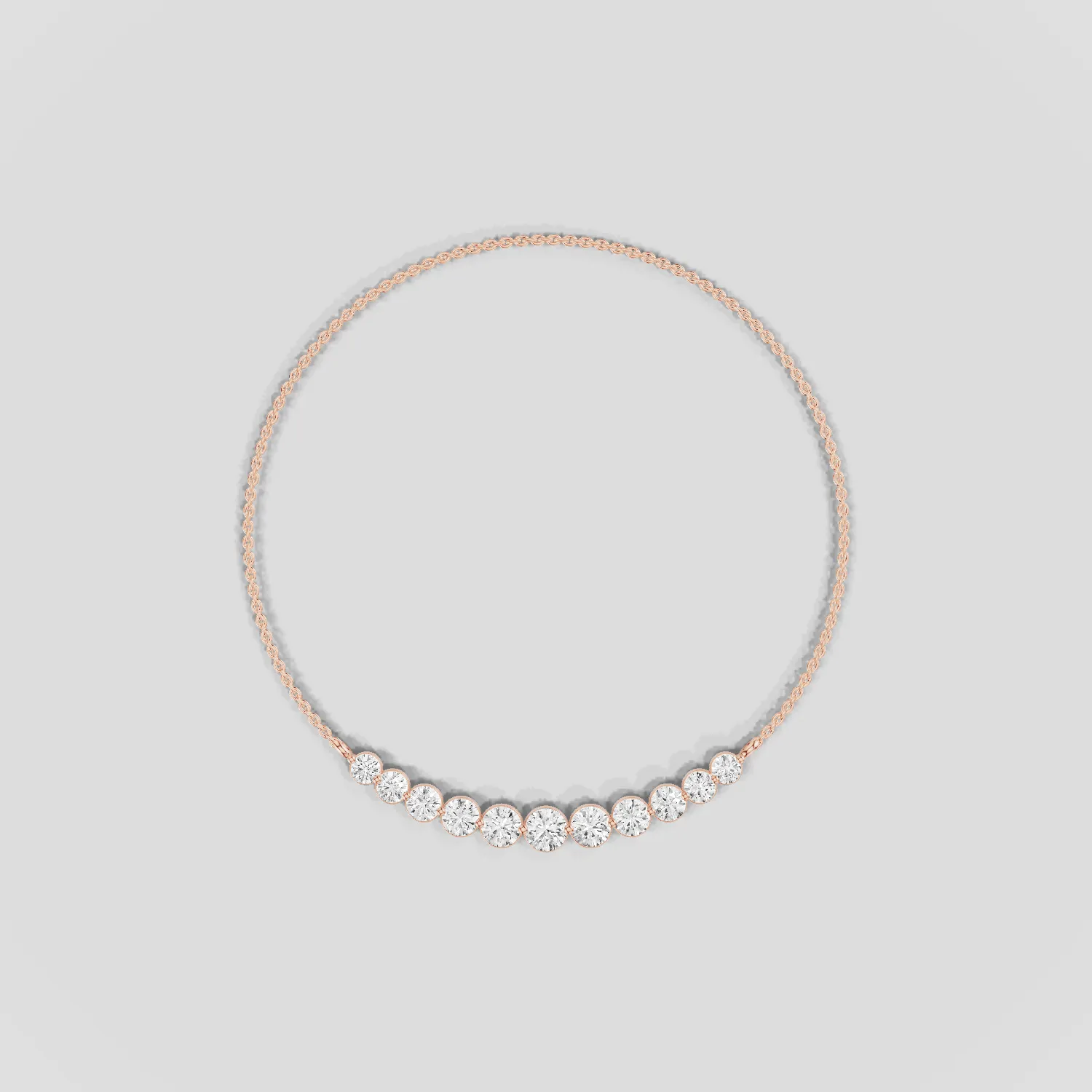 Floating Lab Grown Diamonds Riviera Necklace-Round