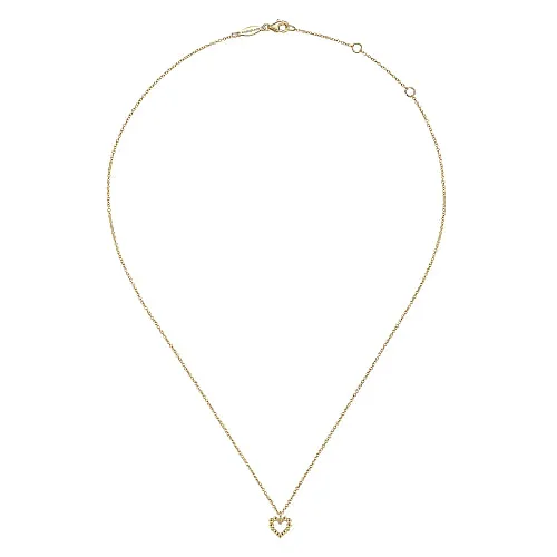 Gabriel & Co | 14K Yellow Gold Bujukan Bead Open Heart Pendant Necklace