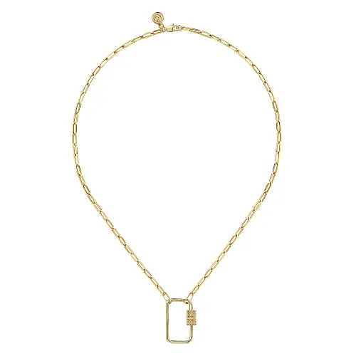 Gabriel & Co | 14K Yellow Gold Chain Necklace with Rectangle Drop