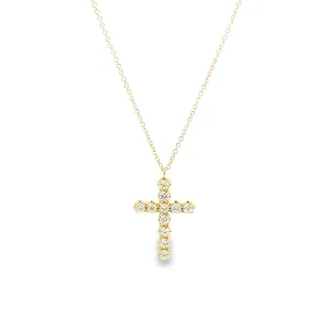 Gabriel & Co | 14K Yellow Gold Diamond Cross Necklace