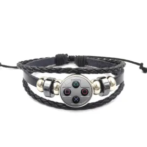 Game Controller Snap Leather Bracelet Men And Women Fashion Personalized Bracelet Handmade Multi-layer Beaded Weave Carrying Strap