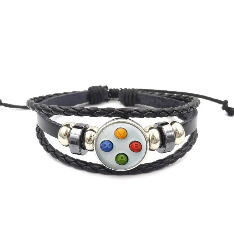 Game Controller Snap Leather Bracelet Men And Women Fashion Personalized Bracelet Handmade Multi-layer Beaded Weave Carrying Strap